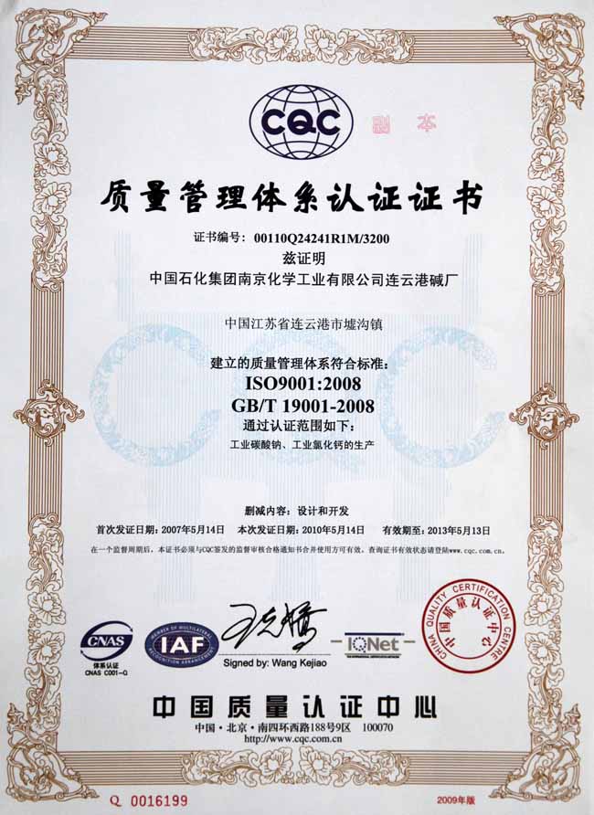 China Quality Management System Certification